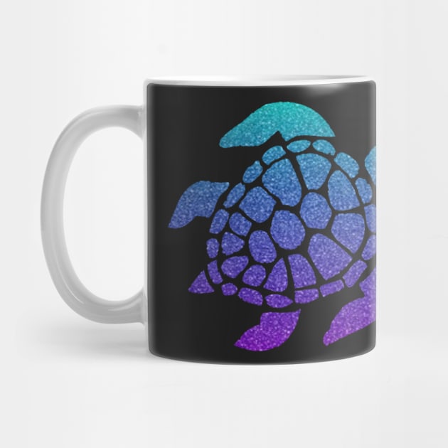 Bright Purple Blue Teal Ombre Faux Glitter Turtle by Felicity-K